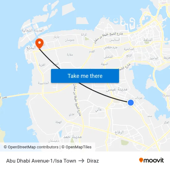 Abu Dhabi Avenue-1/Isa Town to Diraz map