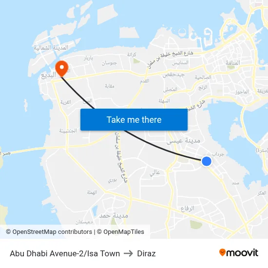 Abu Dhabi Avenue-2/Isa Town to Diraz map