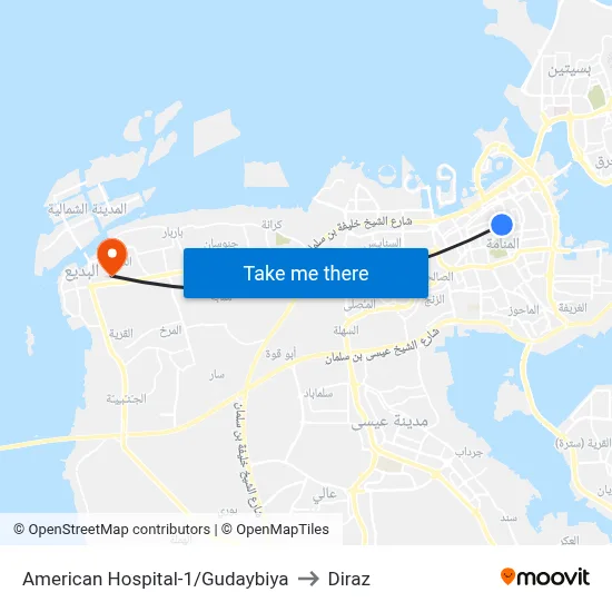 American Hospital-1/Gudaybiya to Diraz map