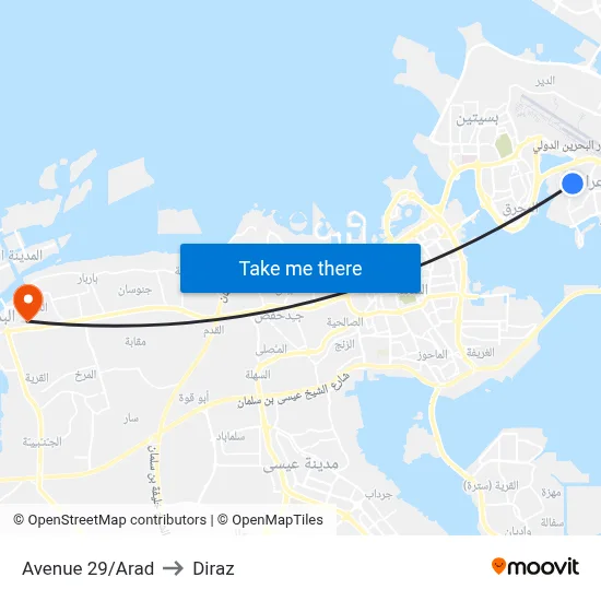 Avenue 29/Arad to Diraz map