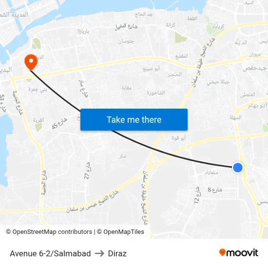 Avenue 6-2/Salmabad to Diraz map