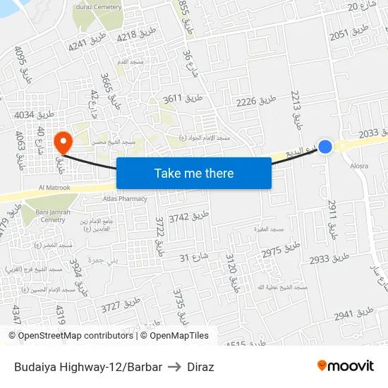 Budaiya Highway-12/Barbar to Diraz map