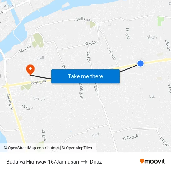 Budaiya Highway-16/Jannusan to Diraz map