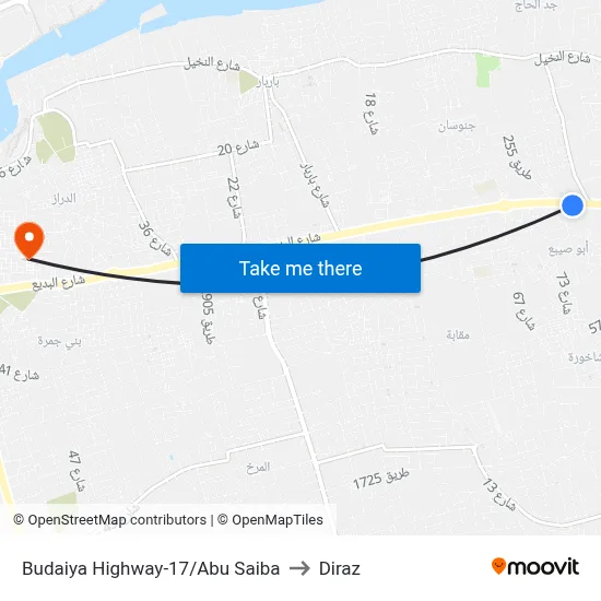 Budaiya Highway-17/Abu Saiba to Diraz map