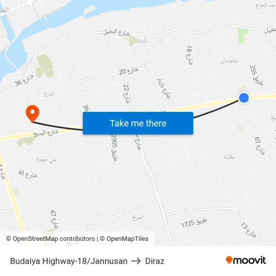 Budaiya Highway-18/Jannusan to Diraz map