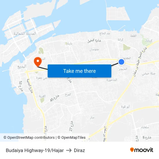 Budaiya Highway-19/Hajar to Diraz map