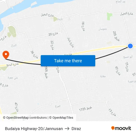 Budaiya Highway-20/Jannusan to Diraz map
