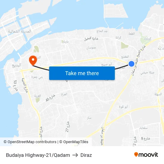 Budaiya Highway-21/Qadam to Diraz map