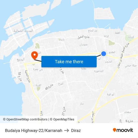 Budaiya Highway-22/Karranah to Diraz map