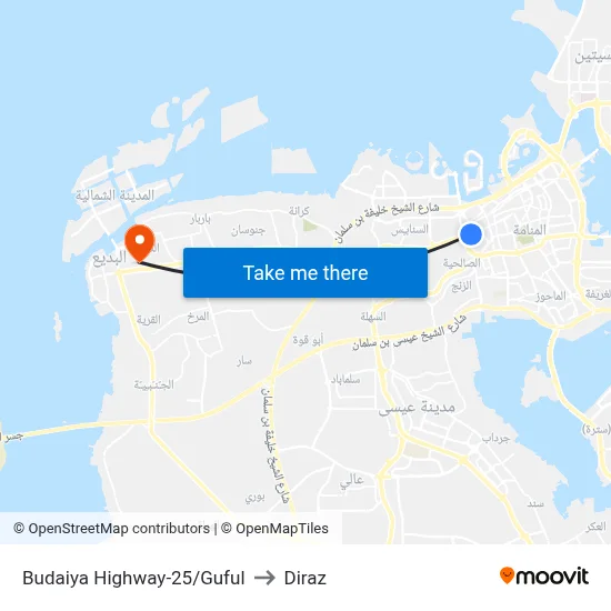 Budaiya Highway-25/Guful to Diraz map