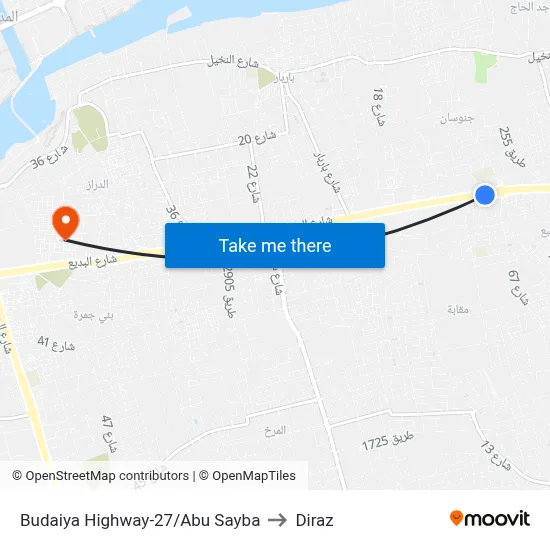 Budaiya Highway-27/Abu Sayba to Diraz map