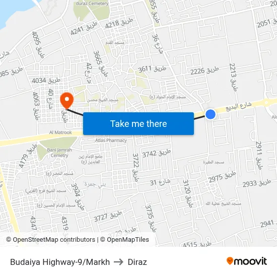 Budaiya Highway-9/Markh to Diraz map