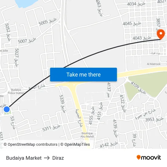 Budaiya Market to Diraz map
