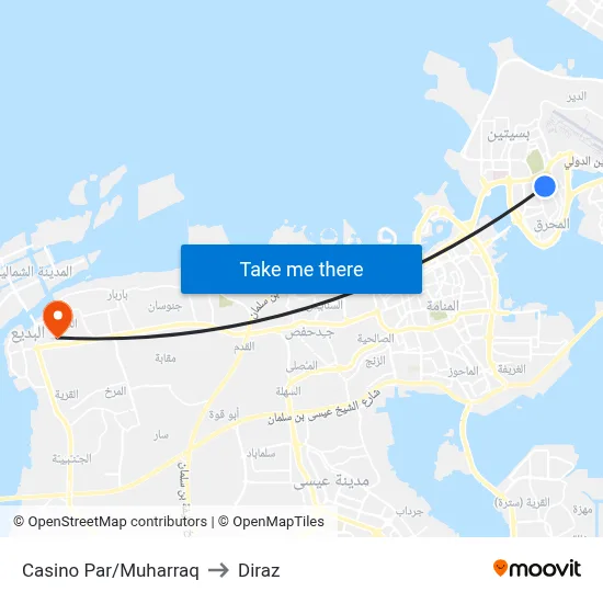 Casino Par/Muharraq to Diraz map