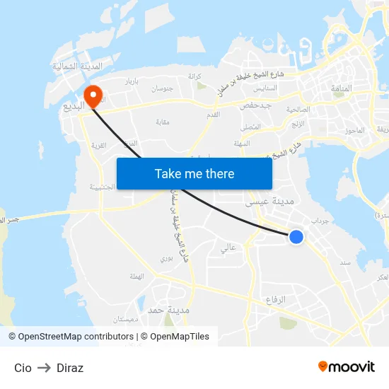 Cio to Diraz map
