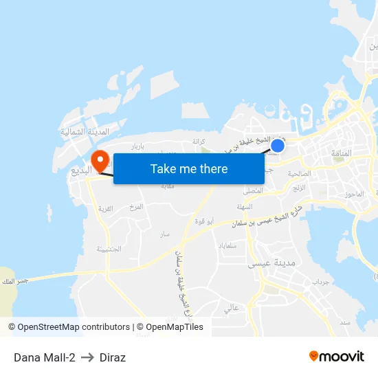 Dana Mall-2 to Diraz map