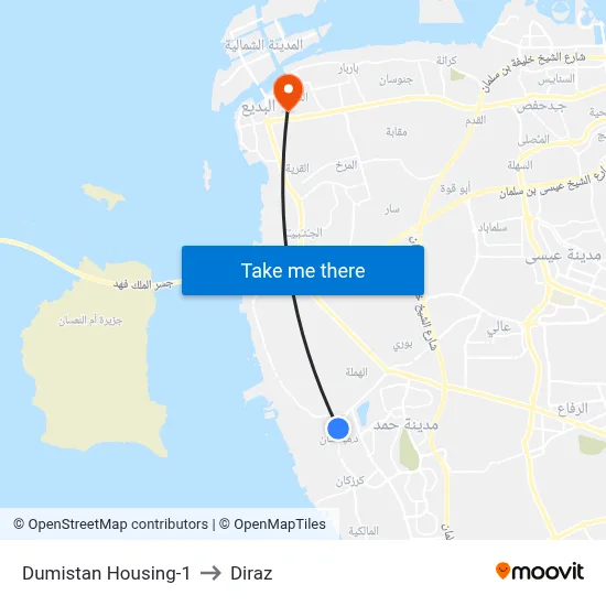 Dumistan Housing-1 to Diraz map