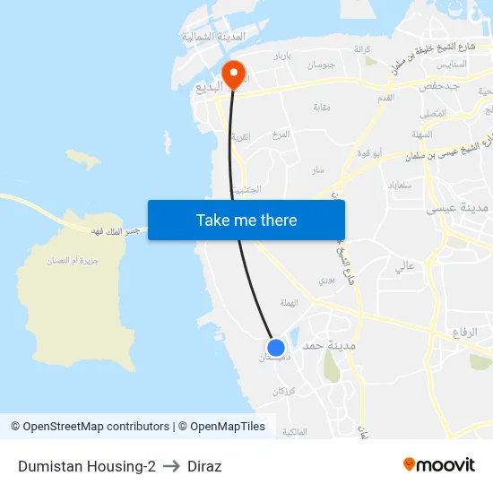 Dumistan Housing-2 to Diraz map