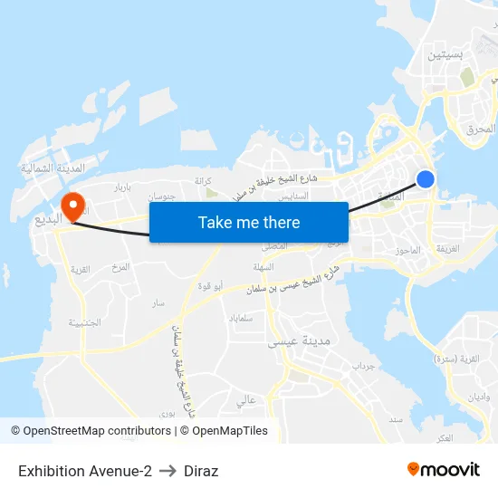 Exhibition Avenue-2 to Diraz map
