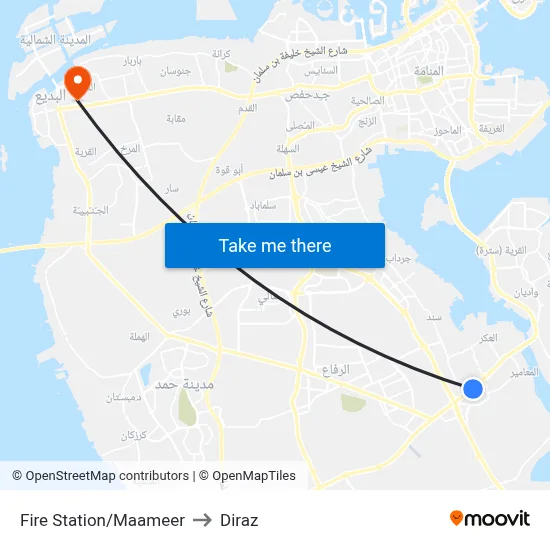 Fire Station/Maameer to Diraz map