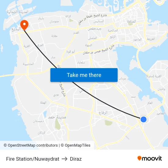 Fire Station/Nuwaydrat to Diraz map
