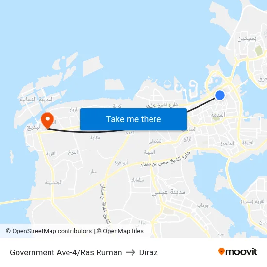 Government Avenue-4/Ras Ruman to Diraz map