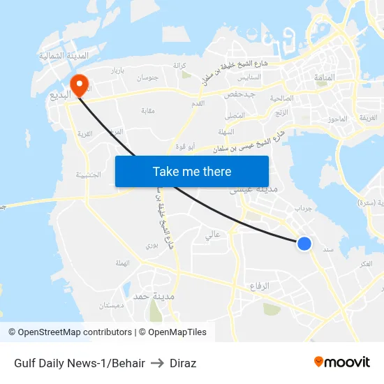 Gulf Daily News-1/Behair to Diraz map