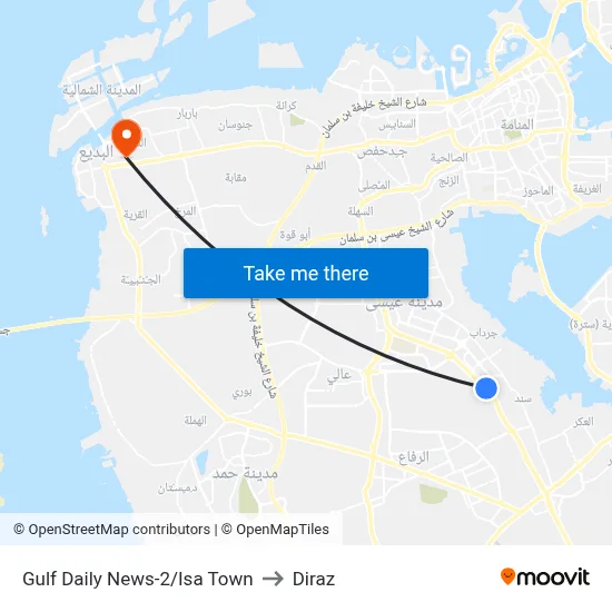 Gulf Daily News-2/Isa Town to Diraz map