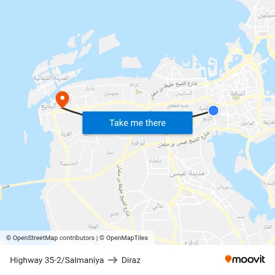Highway 35-2/Salmaniya to Diraz map