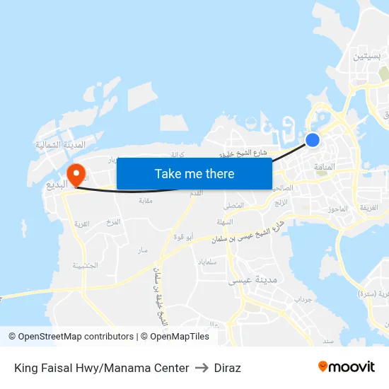 King Faisal Highway/Manama Center to Diraz map