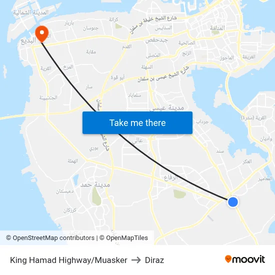 King Hamad Highway/Muasker to Diraz map