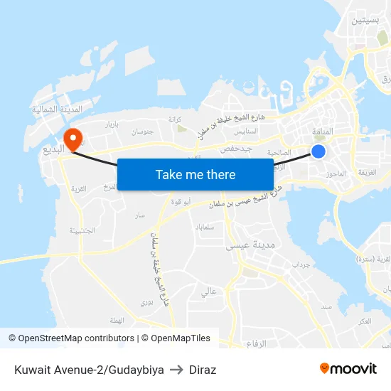 Kuwait Avenue-2/Gudaybiya to Diraz map