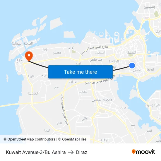 Kuwait Avenue-3/Bu Ashira to Diraz map