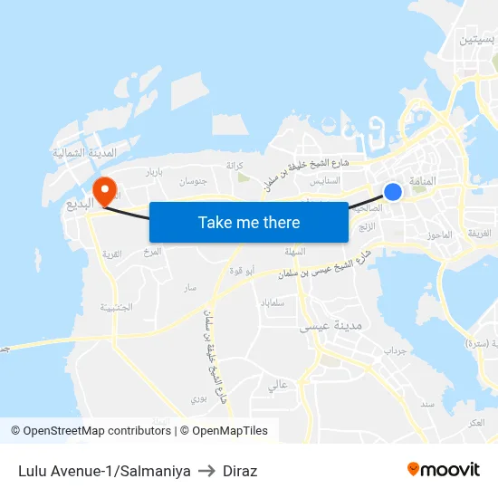 Lulu Avenue-1/Salmaniya to Diraz map