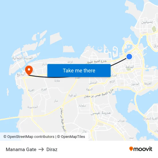 Manama Gate to Diraz map