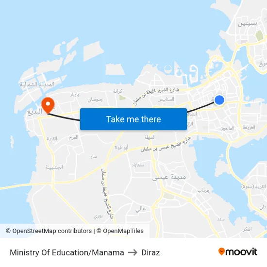 Ministry Of Education/Manama to Diraz map