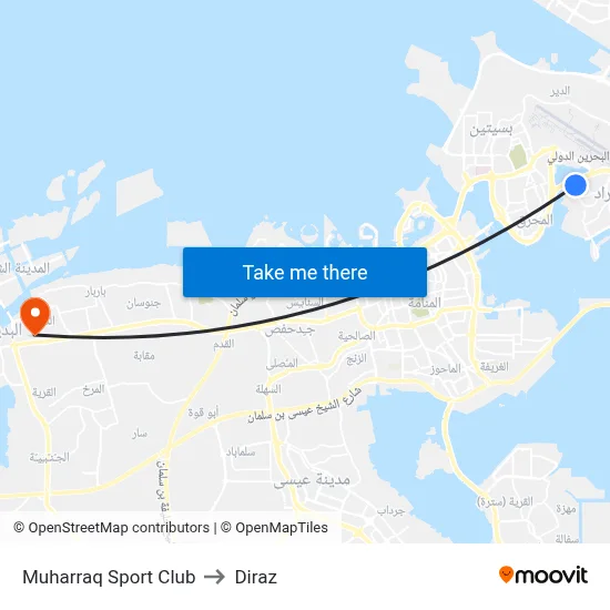 Muharraq Sport Club to Diraz map