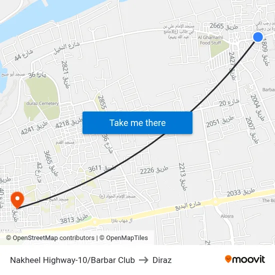 Nakheel Highway-10/Barbar Club to Diraz map