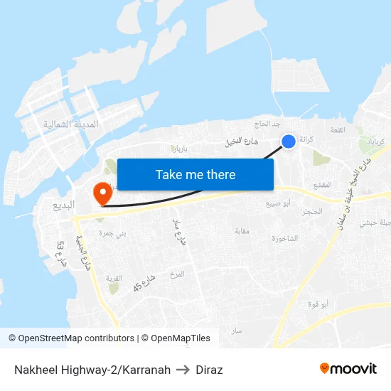 Nakheel Highway-2/Karranah to Diraz map