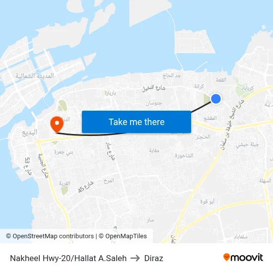 Nakheel Highway-20/Hallat Al Saleh to Diraz map