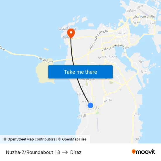 Nuzha-2/Roundabout 18 to Diraz map