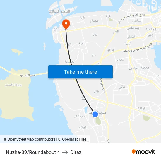 Nuzha-39/Roundabout 4 to Diraz map