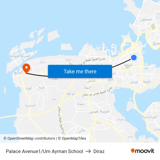 Palace Avenue 1/Um Ayman School to Diraz map