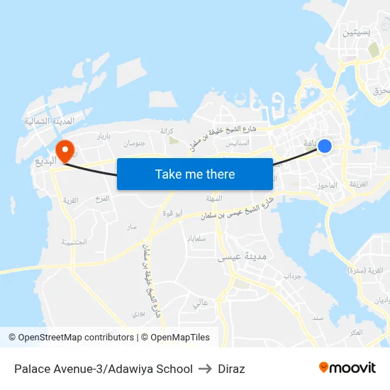 Palace Avenue-3/Adawiya School to Diraz map