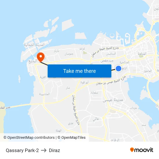 Qassary Park-2 to Diraz map