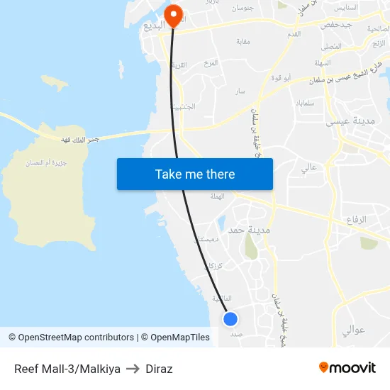 Reef Mall-3/Malkiya to Diraz map