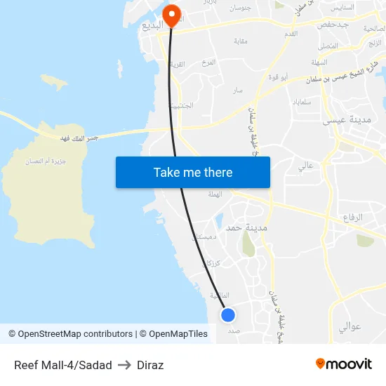 Reef Mall-4/Sadad to Diraz map