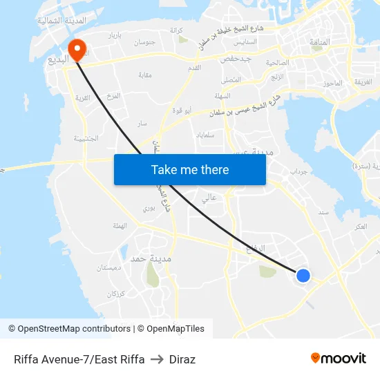 Riffa Avenue-7/East Riffa to Diraz map