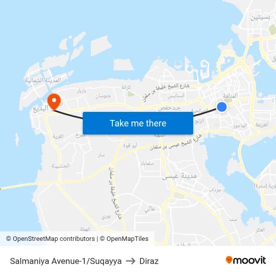 Salmaniya Avenue-1/Suqayya to Diraz map