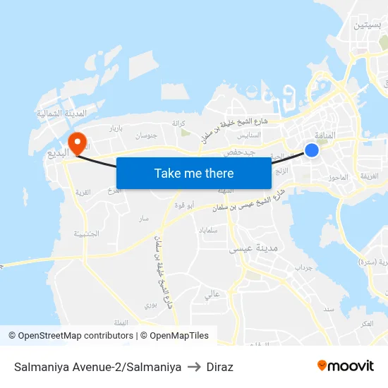 Salmaniya Avenue-2/Salmaniya to Diraz map